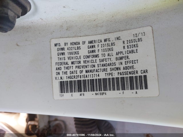 Honda Accord Ex-l 2014 1HGCR2F81EA113714 Image 9
