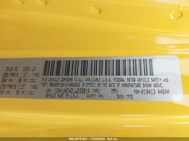 1C4HJXEN2LW233814 Jeep Wrangler Unlimited Sahara 4x4