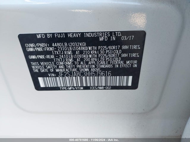 JF2SJABC3HH579616 Subaru Forester 2.5i