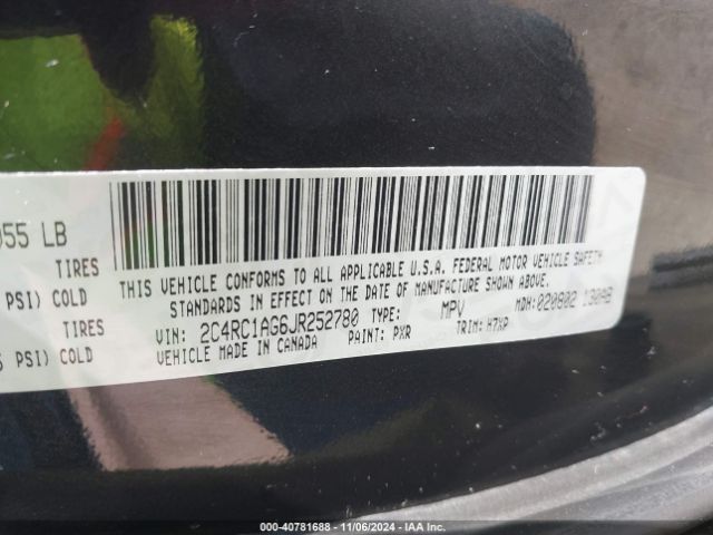 2C4RC1AG6JR252780 Chrysler PACIFICA L