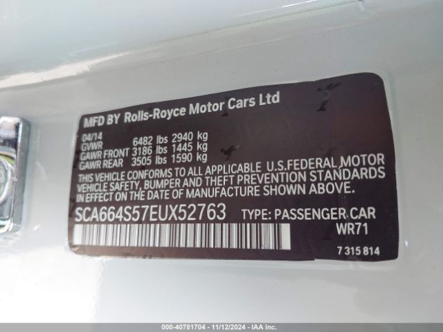 SCA664S57EUX52763 Rolls-Royce Ghost