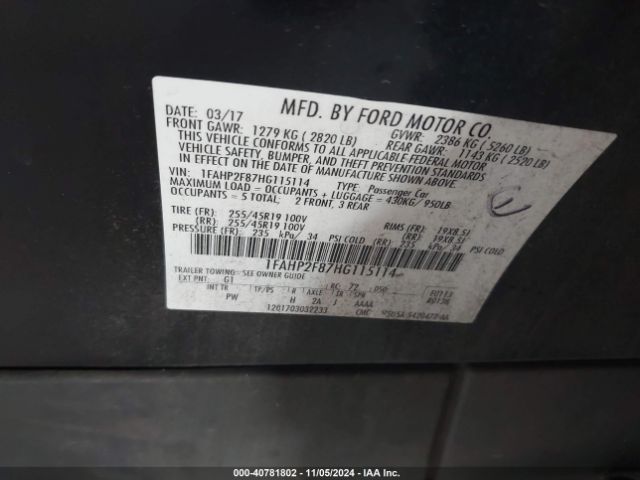 1FAHP2F87HG115114 Ford Taurus Limited