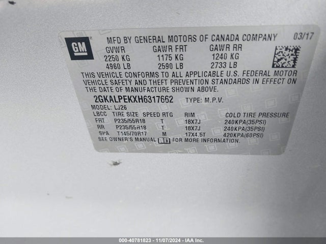 2GKALPEKXH6317662 GMC Terrain Slt