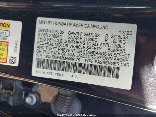 19UUB5F42MA006175 Acura Tlx Technology Package