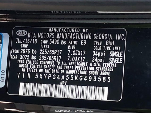 KIA Sorento 3.3l Lx 2019 5XYPG4A55KG493585 Image 9