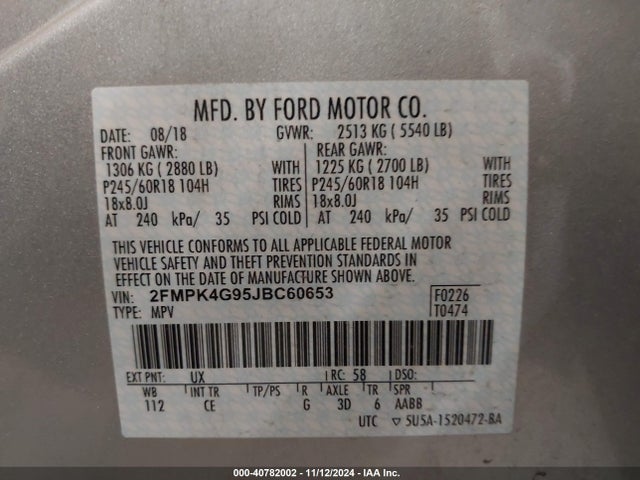 Ford EDGE SE 2018 2FMPK4G95JBC60653 Image 9