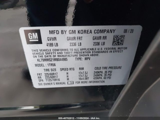 KL79MMS21MB044985 Chevrolet Trailblazer Fwd Ls