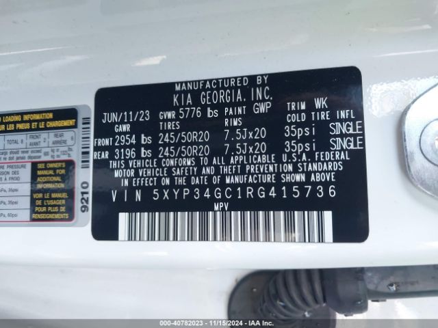 5XYP34GC1RG415736 KIA Telluride Ex