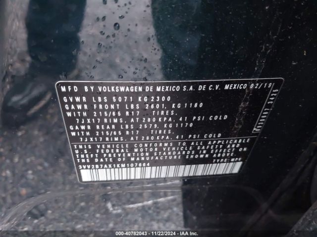 3VV2B7AX1KM107664 Volkswagen Tiguan 2.0t Se/2.0t Sel/2.0t Sel R-line/2.0t Sel R-line Black