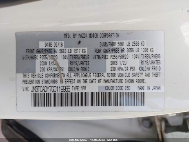 JM3TCADY7G0119966 Mazda Cx-9 Grand Touring