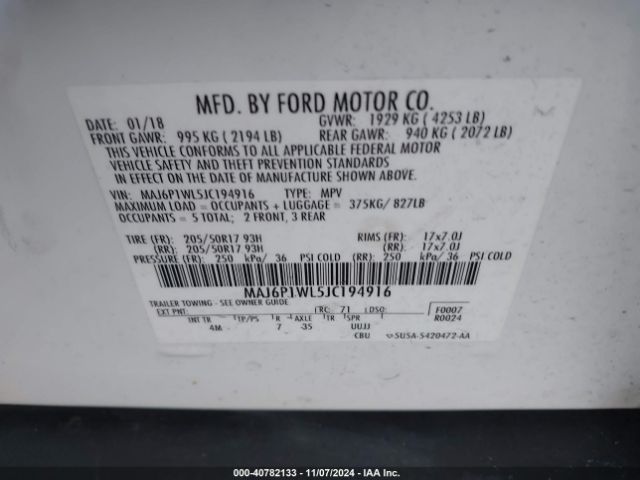 MAJ6P1WL5JC194916 Ford Ecosport Titanium