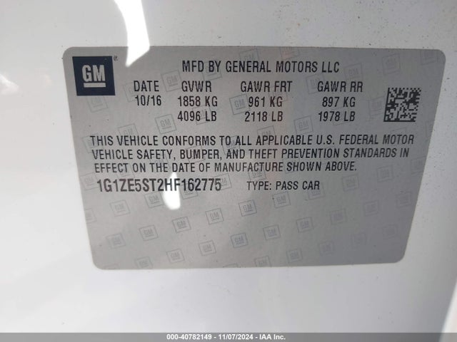 Chevrolet MALIBU 1LT 2017 1G1ZE5ST2HF162775 Image 9