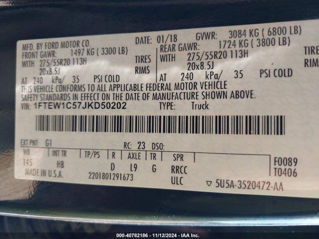 Ford F-150 Lariat 2018 1FTEW1C57JKD50202 Image 9