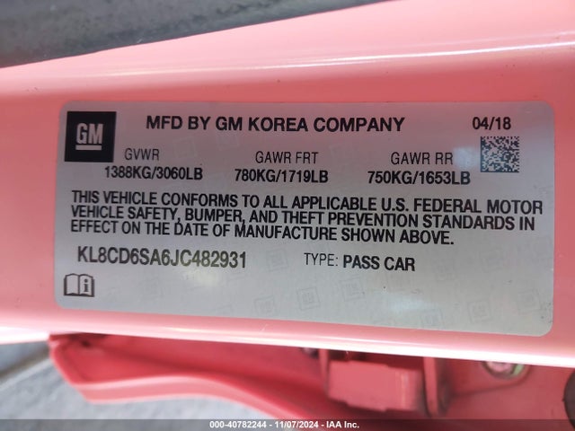 Chevrolet Spark 1lt Cvt 2018 KL8CD6SA6JC482931 Image 9