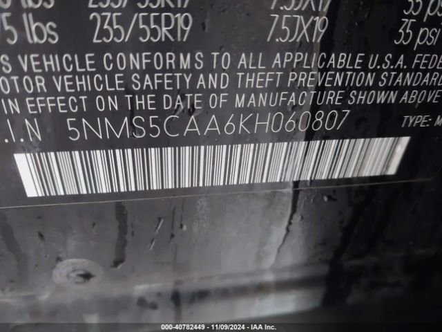 5NMS5CAA6KH060807 Hyundai Santa Fe Ultimate 2.0t