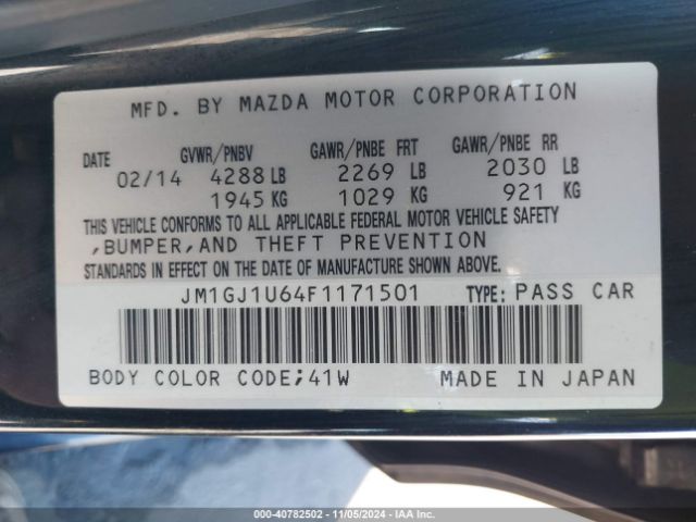 JM1GJ1U64F1171501 Mazda Mazda6 I Sport
