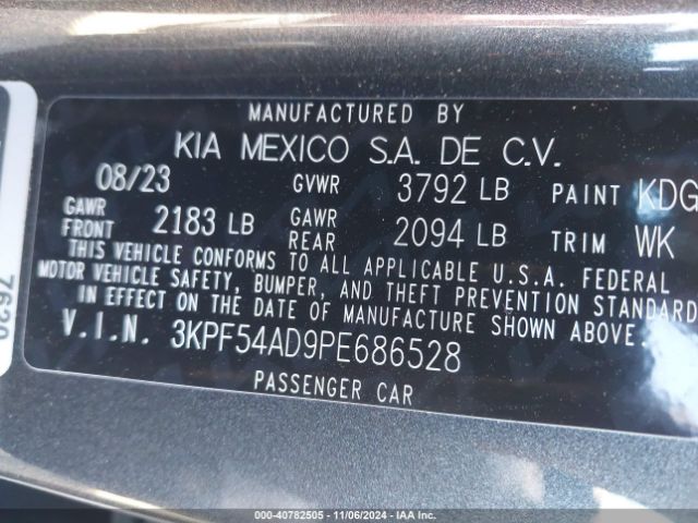 3KPF54AD9PE686528 KIA Forte Gt-line