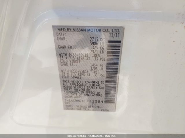 5N1AR2MN7FC723584 Nissan Pathfinder Sl