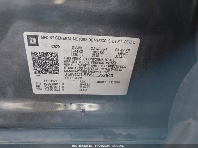 Chevrolet Trax Fwd Lt 2020 3GNCJLSB5LL252643 Image 9