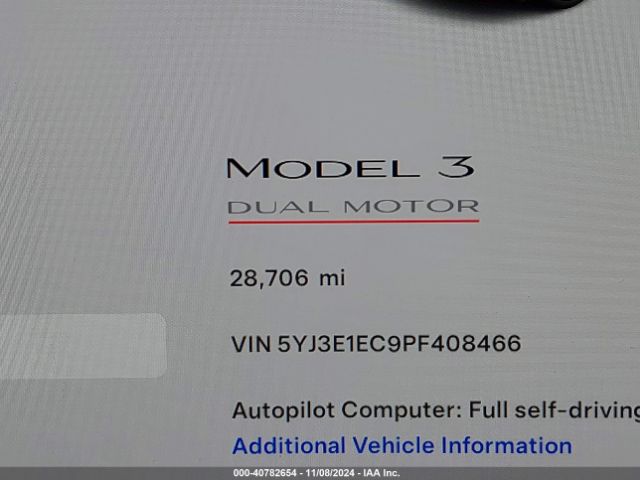 5YJ3E1EC9PF408466 Tesla Model 3 Performance Dual Motor All-wheel Drive