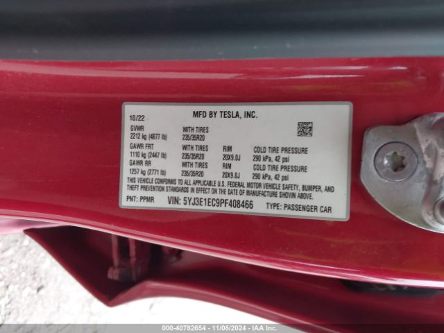 5YJ3E1EC9PF408466 Tesla Model 3 Performance Dual Motor All-wheel Drive