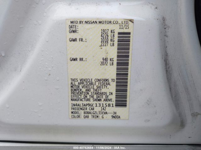 1N4AL3AP9GC131581 Nissan Altima 2.5 S