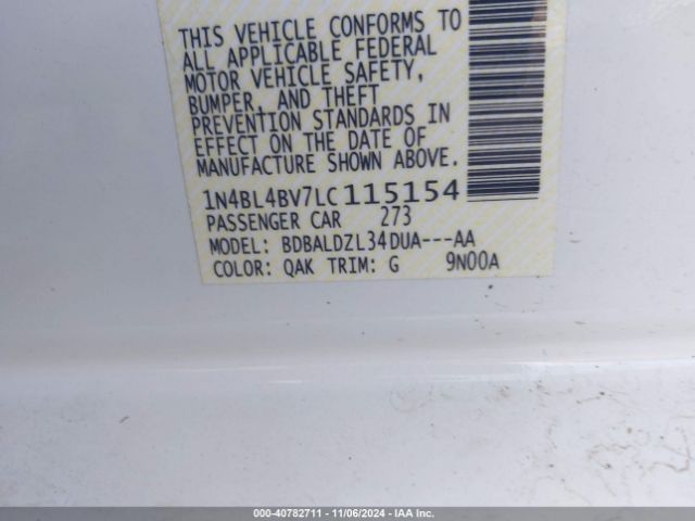 1N4BL4BV7LC115154 Nissan Altima S Fwd