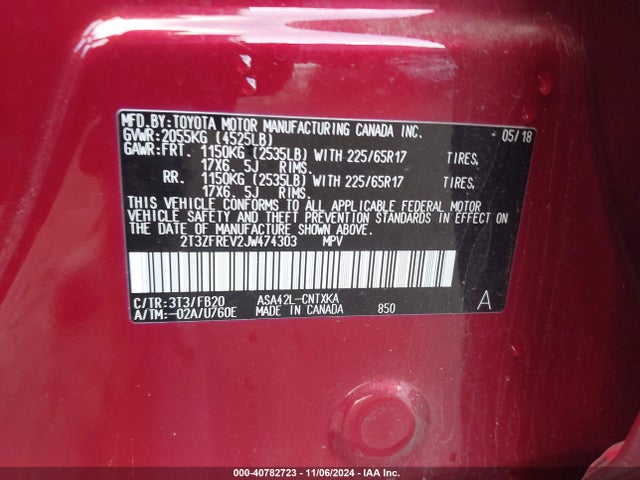 Toyota RAV4 LE 2018 2T3ZFREV2JW474303 Image 9