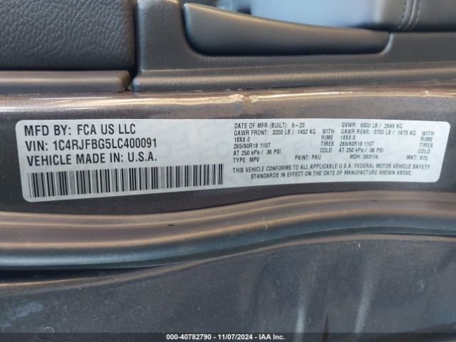 1C4RJFBG5LC400091 Jeep Grand Cherokee Limited 4x4
