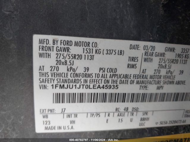 1FMJU1JT0LEA45935 Ford Expedition Xlt