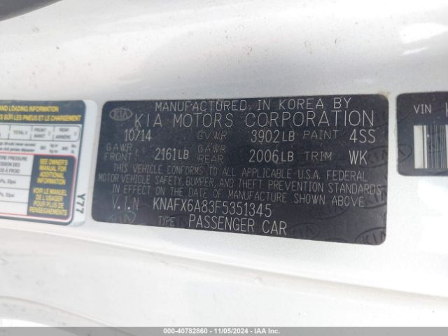 KNAFX6A83F5351345 KIA Forte Koup Ex