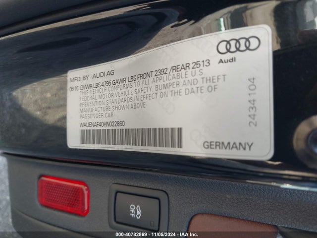Audi A4 2.0t Premium 2017 WAUENAF40HN022860 Image 9