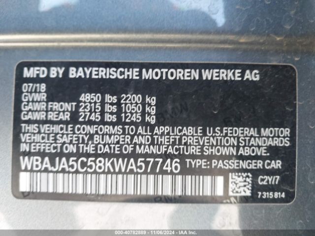 WBAJA5C58KWA57746 BMW 530I