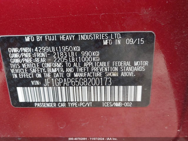 JF1GPAP65G8200173 Subaru Impreza 2.0i Sport Premium