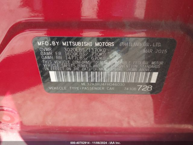 2015 MITSUBISHI MIRAGE ML32A3HJ4FH046030 Photo 8