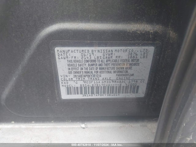 Nissan SENTRA S 2019 3N1AB7AP8KY381014 Image 9