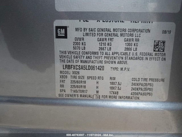 LRBFXCSA5LD061420 Buick Envision Fwd Essence