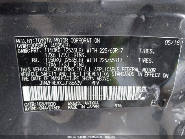 Toyota RAV4 LE 2018 JTMZFREVXJJ186639 Image 9