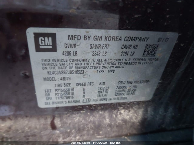 KL4CJASB7JB510523 Buick Encore Preferred