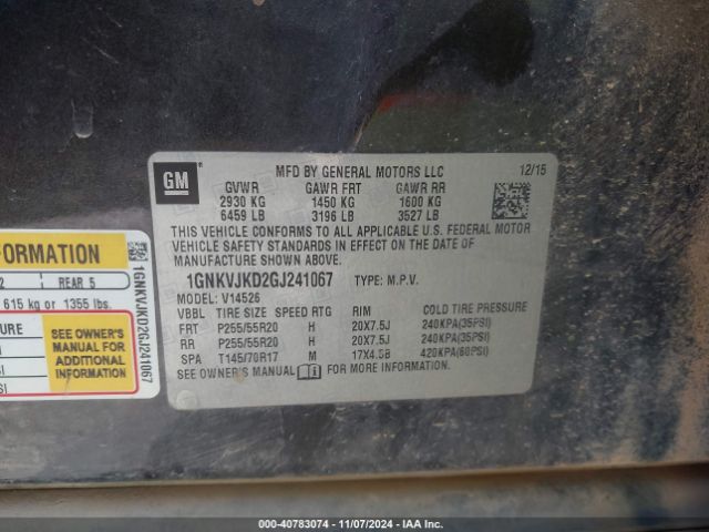 1GNKVJKD2GJ241067 Chevrolet Traverse Ltz