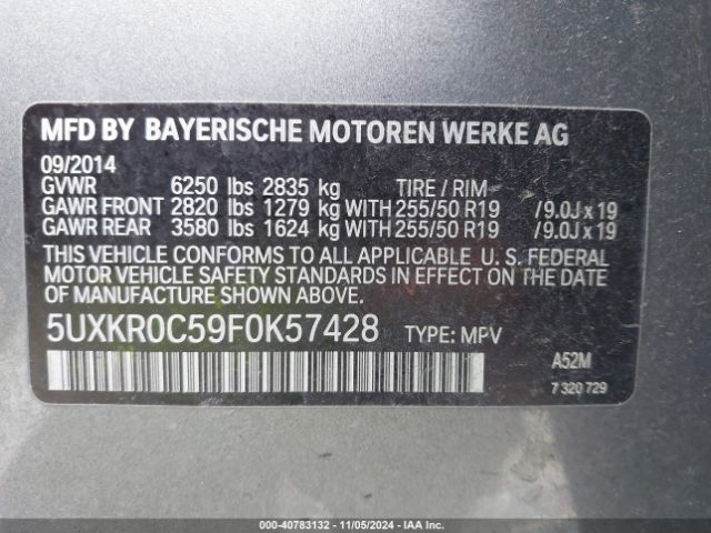 5UXKR0C59F0K57428 BMW X5 Xdrive35i