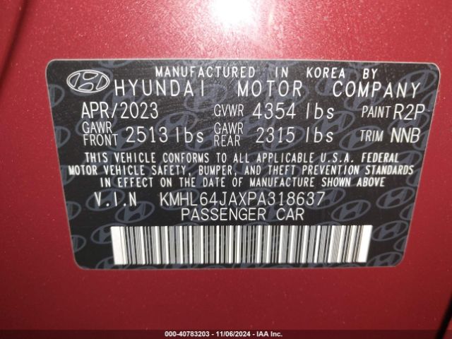 KMHL64JAXPA318637 Hyundai SONATA SEL