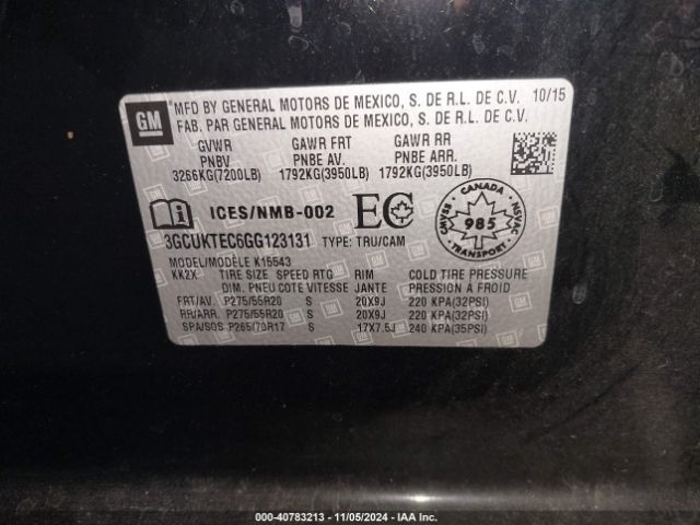 3GCUKTEC6GG123131 Chevrolet Silverado 1500 High Country