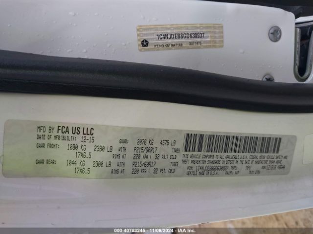 1C4NJDEB8GD630937 Jeep Compass Latitude