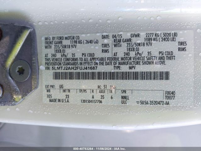 5LMTJ2AH2FUJ41687 Lincoln MKC