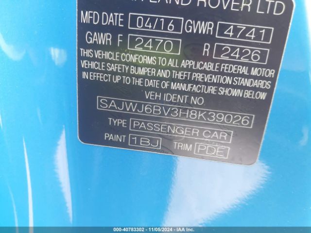 2017 JAGUAR F-TYPE SAJWJ6BV3H8K39026 Photo 8