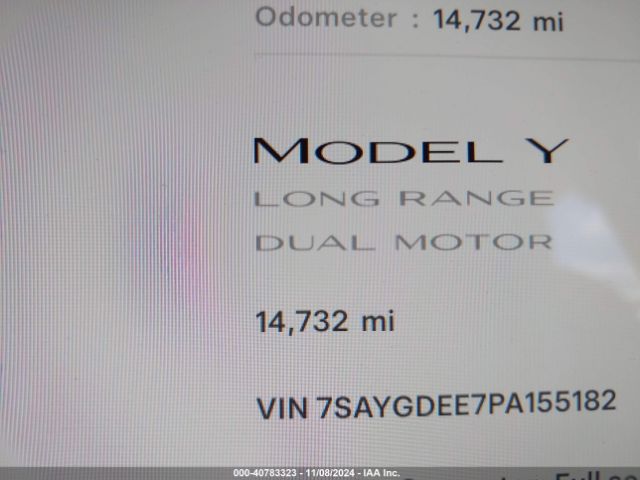 7SAYGDEE7PA155182 Tesla Model Y Awd/long Range Dual Motor All-wheel Drive
