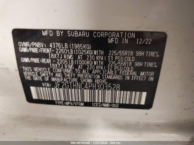 JF2GTHNC4PH303528 Subaru Crosstrek Limited