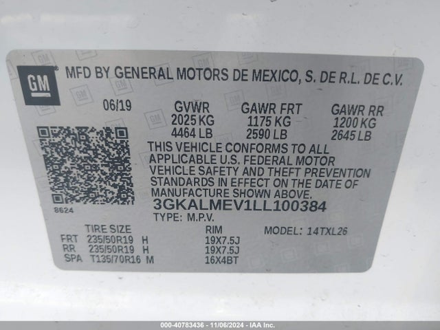 3GKALMEV1LL100384 GMC Terrain Fwd Sle