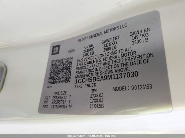 1GCHSBEA9M1137030 Chevrolet Colorado 2wd  Long Box Wt